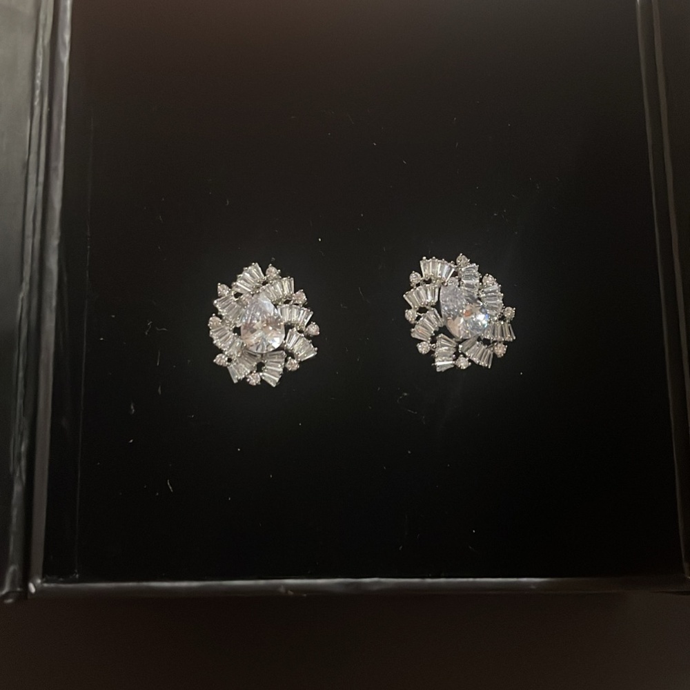 Sliver crystal Bridal earrings
